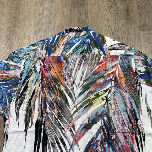 Jams World Shirt Mens Medium White Multicolor Aloha Hawaiian Rayon Made in USA - Picture 7 of 11